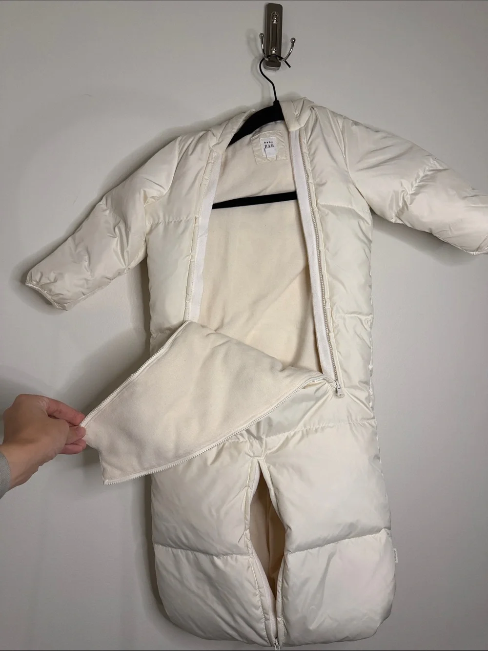 Baby Gap Neutral Ivory Frost WARMEST CONVERTIBLE BUNTING BAG Winter Suit 12-18Mo